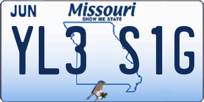 MO license plate YL3S1G