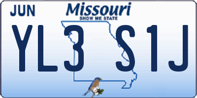MO license plate YL3S1J
