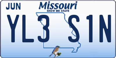 MO license plate YL3S1N