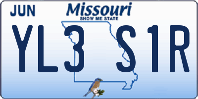 MO license plate YL3S1R