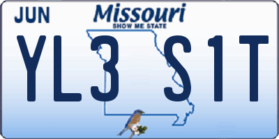 MO license plate YL3S1T