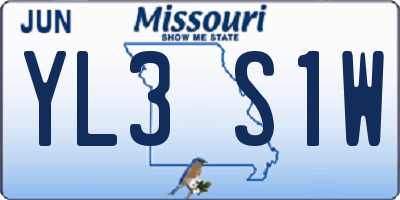 MO license plate YL3S1W