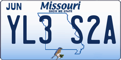 MO license plate YL3S2A