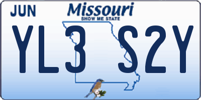 MO license plate YL3S2Y