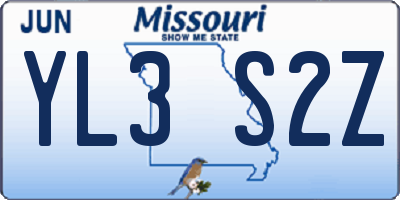 MO license plate YL3S2Z
