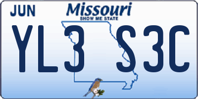 MO license plate YL3S3C