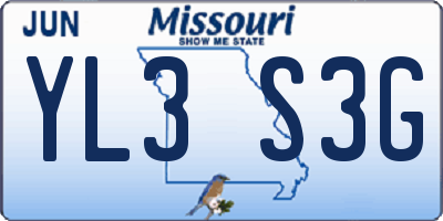 MO license plate YL3S3G