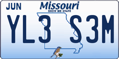 MO license plate YL3S3M
