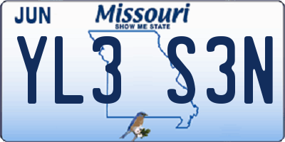 MO license plate YL3S3N