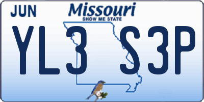 MO license plate YL3S3P