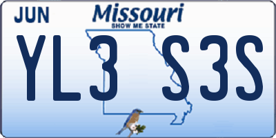 MO license plate YL3S3S