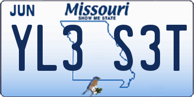 MO license plate YL3S3T