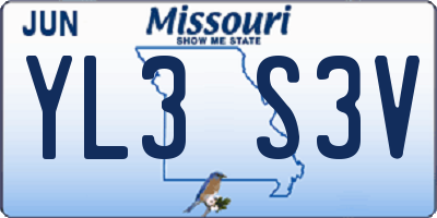 MO license plate YL3S3V