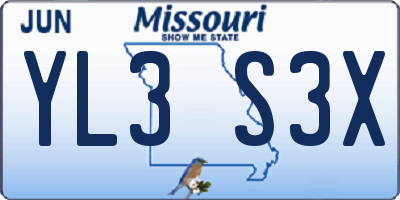 MO license plate YL3S3X