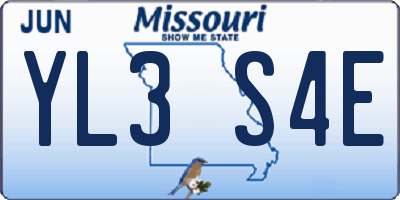 MO license plate YL3S4E