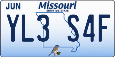MO license plate YL3S4F