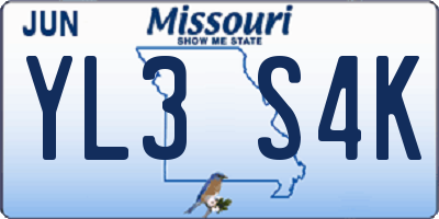 MO license plate YL3S4K