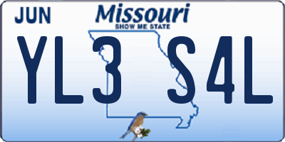 MO license plate YL3S4L