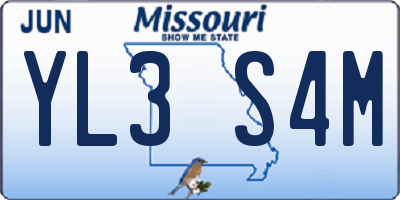 MO license plate YL3S4M