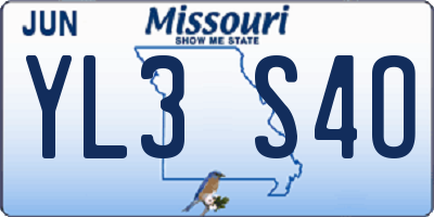 MO license plate YL3S4O