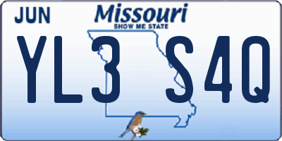 MO license plate YL3S4Q