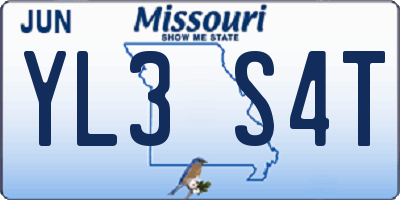 MO license plate YL3S4T