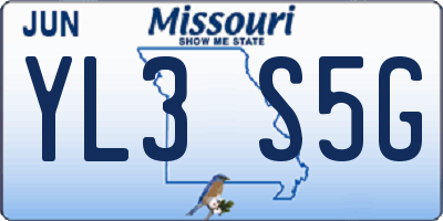 MO license plate YL3S5G