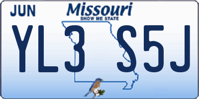 MO license plate YL3S5J