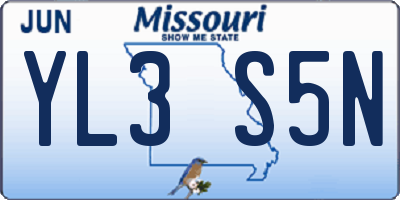 MO license plate YL3S5N