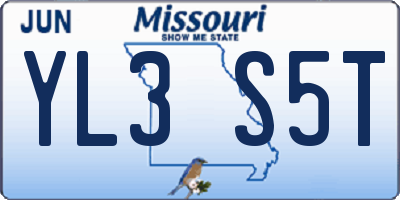 MO license plate YL3S5T