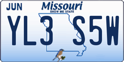 MO license plate YL3S5W