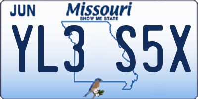 MO license plate YL3S5X