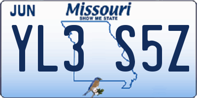 MO license plate YL3S5Z