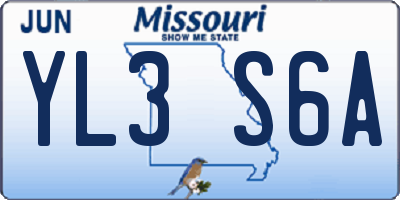 MO license plate YL3S6A