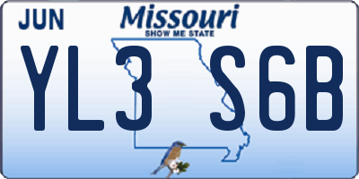 MO license plate YL3S6B