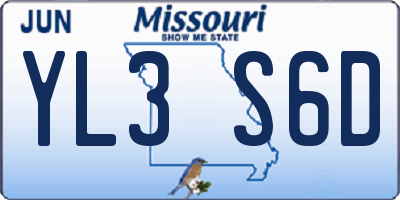 MO license plate YL3S6D