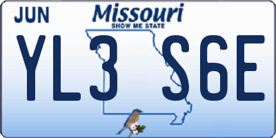 MO license plate YL3S6E