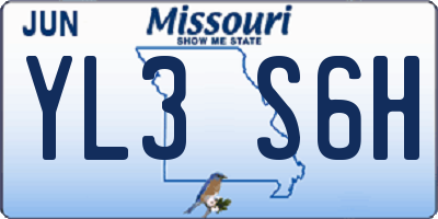 MO license plate YL3S6H