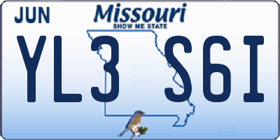 MO license plate YL3S6I