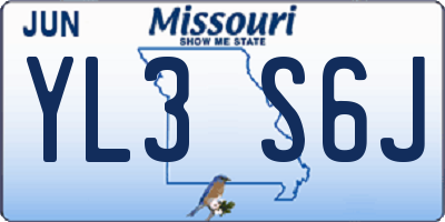 MO license plate YL3S6J