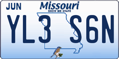MO license plate YL3S6N