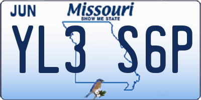 MO license plate YL3S6P