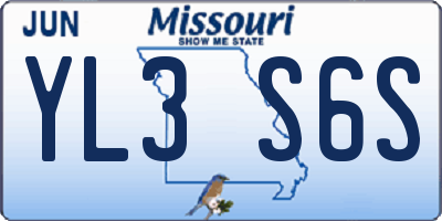 MO license plate YL3S6S