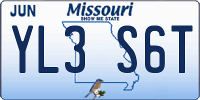MO license plate YL3S6T