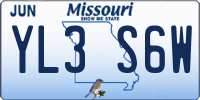 MO license plate YL3S6W