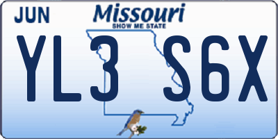 MO license plate YL3S6X