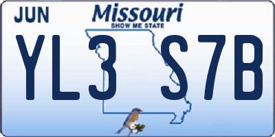 MO license plate YL3S7B