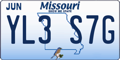 MO license plate YL3S7G