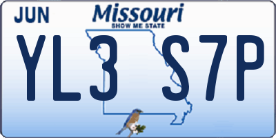 MO license plate YL3S7P