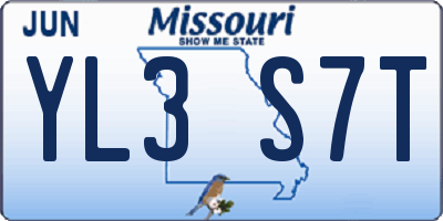 MO license plate YL3S7T